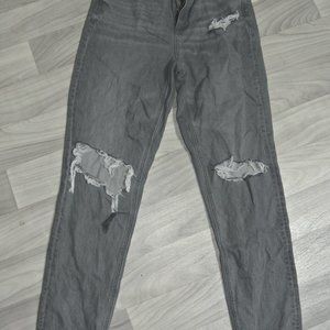 American Eagle Mom Jeans Highest Rise High Waisted Jeans Gray 6 29 Inseam EUC